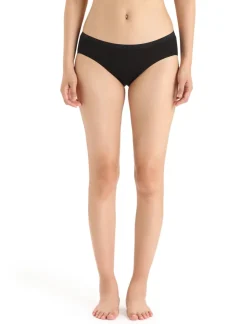 Underwear-Icebreaker Womens Siren Hipkini Briefs - Black