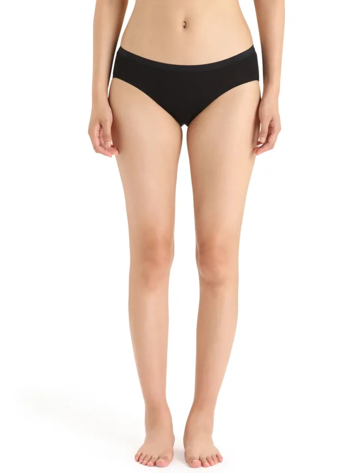 Underwear-Icebreaker Womens Siren Hipkini Briefs - Black