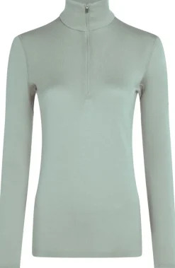 T-Shirts & Baselayers-Icebreaker Womens 260 Tech LS Half Zip Top - Moss