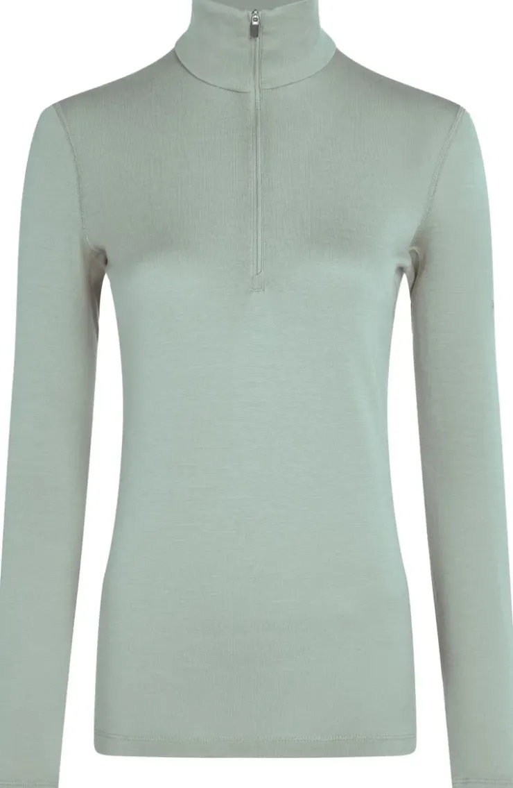 T-Shirts & Baselayers-Icebreaker Womens 260 Tech LS Half Zip Top - Moss