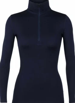 T-Shirts & Baselayers-Icebreaker Womens 260 Tech LS Half Zip Top - Midnight Navy