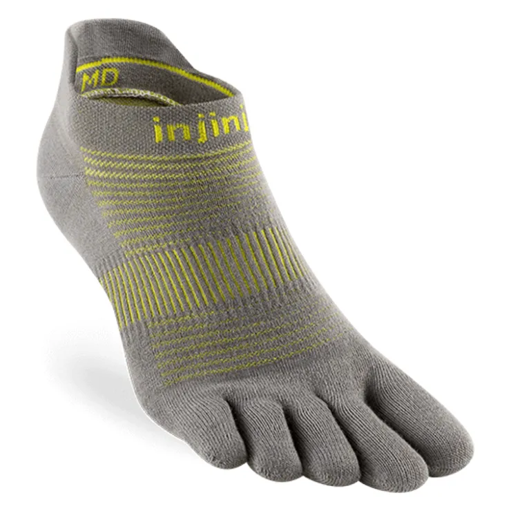 Socks|Socks-Injinji Mens Run Lightweight No Show Toe Socks - Neon Silver