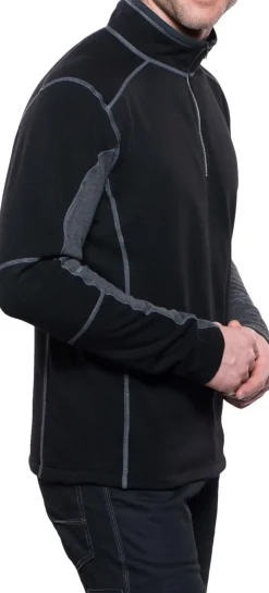 Fleece & Mid Layer-Kuhl Mens Revel 1/4 Zip Fleece - Black-Steel