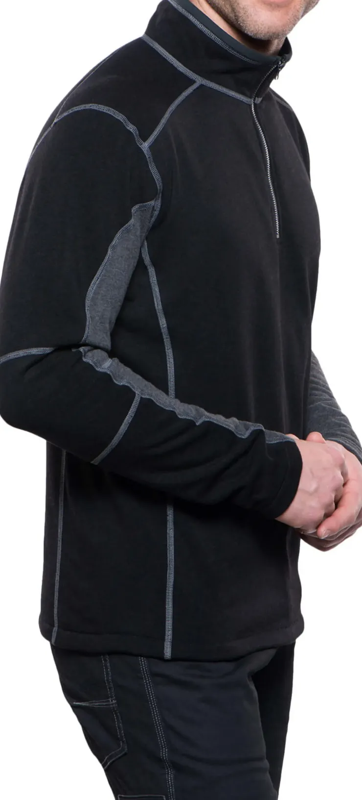 Fleece & Mid Layer-Kuhl Mens Revel 1/4 Zip Fleece - Black-Steel
