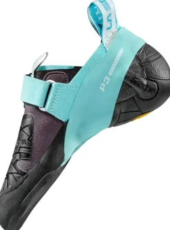 Climbing Shoes|All Round Shoes-La Sportiva Womens Skwama Vegan Climbing Shoe - Carbon-Turquoise
