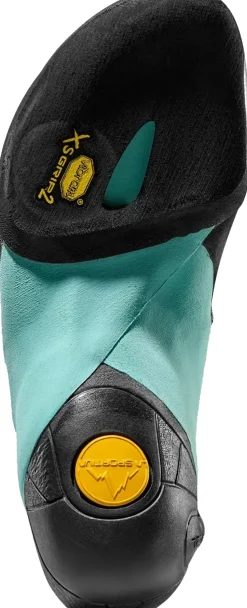 Climbing Shoes|All Round Shoes-La Sportiva Womens Skwama Vegan Climbing Shoe - Carbon-Turquoise