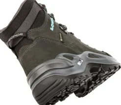 Mid Height Boots|Hiking Boots-Lowa Womens Renegade GTX Mid S Boots - Narrow Width - Asphalt-Turquoise