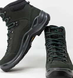 Mid Height Boots|Hiking Boots-Lowa Womens Renegade GTX Mid S Boots - Narrow Width - Asphalt-Turquoise