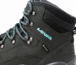 Mid Height Boots|Hiking Boots-Lowa Womens Renegade GTX Mid S Boots - Narrow Width - Asphalt-Turquoise