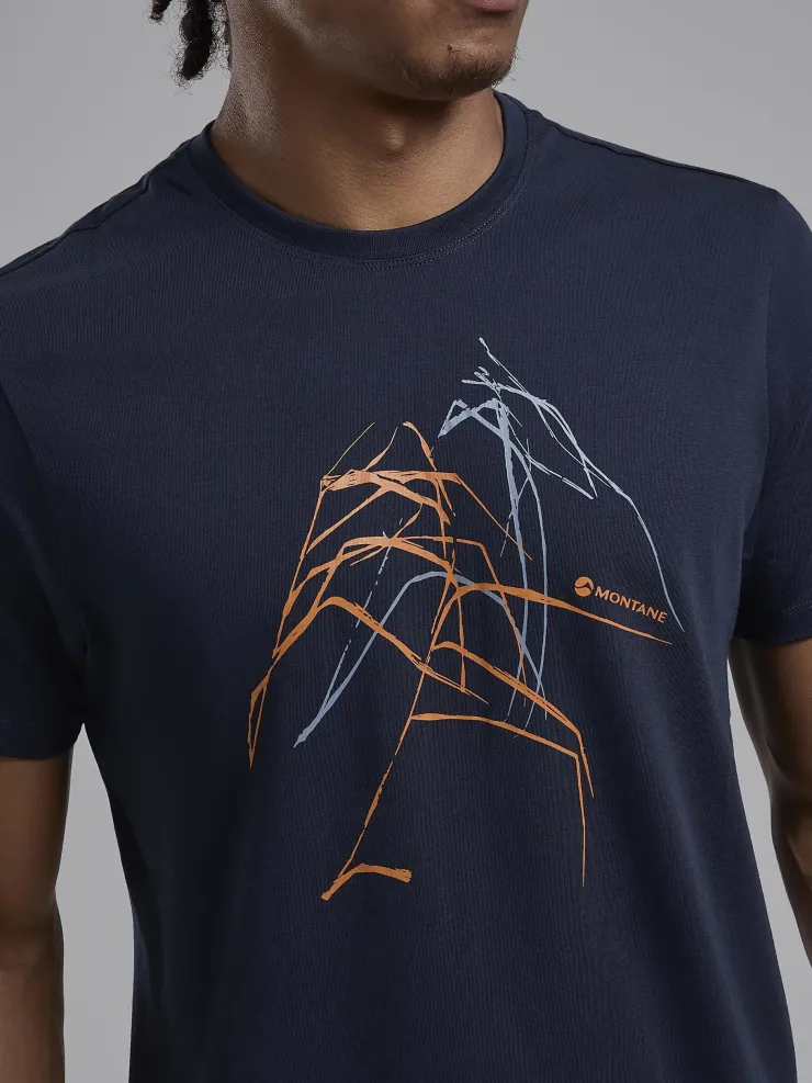 T-Shirts & Baselayers-Montane Mens Abstract Mountain T-Shirt - Eclipse Blue