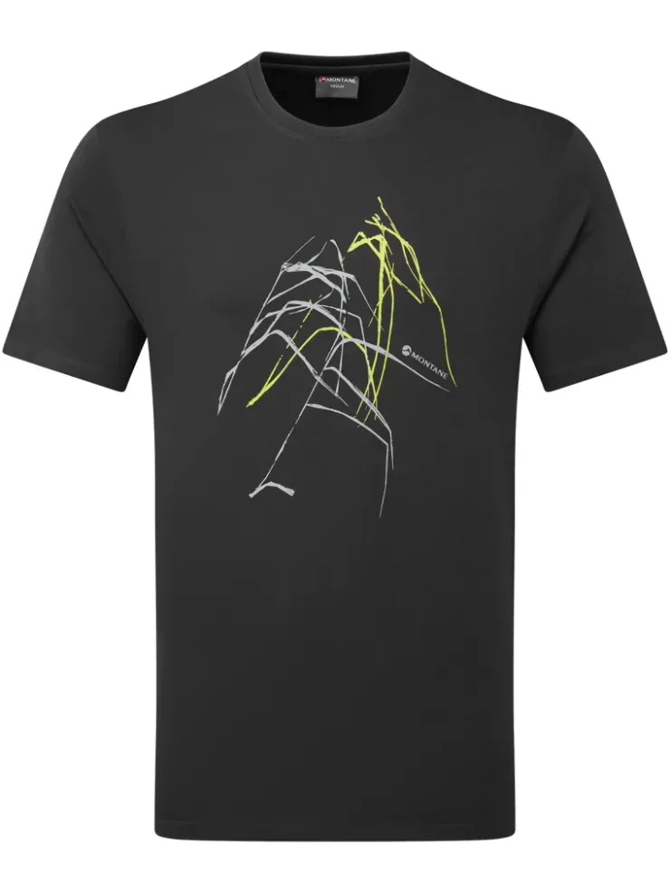 T-Shirts & Baselayers-Montane Mens Abstract Mountain T-Shirt - Midnight Grey