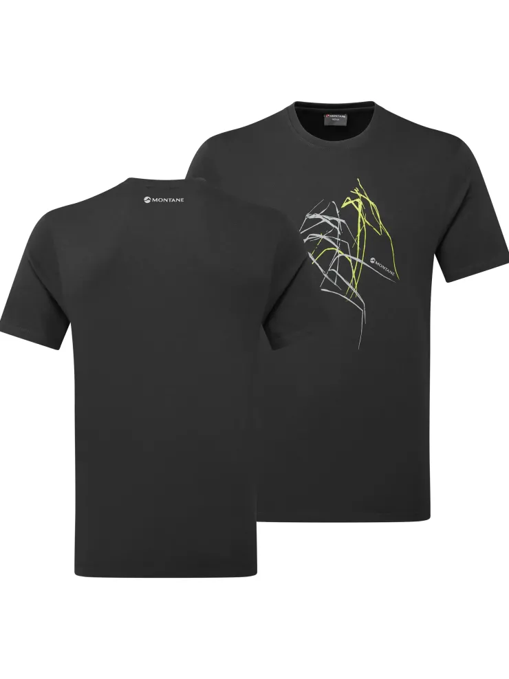 T-Shirts & Baselayers-Montane Mens Abstract Mountain T-Shirt - Midnight Grey
