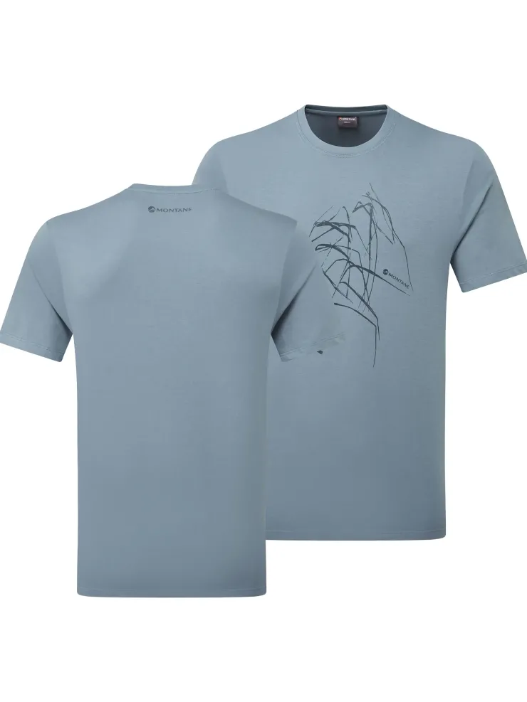 T-Shirts & Baselayers-Montane Mens Abstract Mountain T-Shirt - Stone Blue