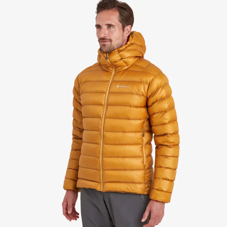 Insulated Jackets-Montane Mens Alpine 850 Lite Hooded Down Jacket - Flame Orange