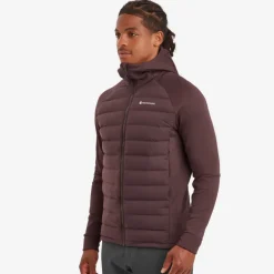 Insulated Jackets-Montane Mens Composite Hoodie - Dark Garnet