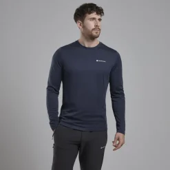 T-Shirts & Baselayers-Montane Mens Dart Long Sleeve T-Shirt - Eclipse Blue