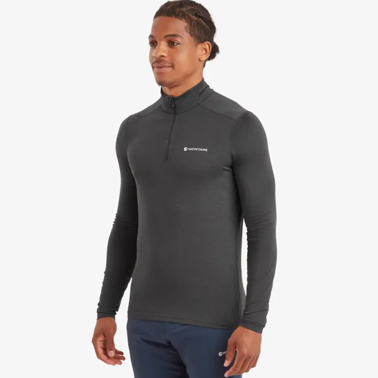 T-Shirts & Baselayers-Montane Mens Dart XT Zip Neck - Midnight Grey