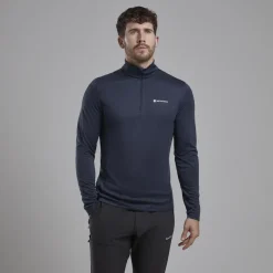 T-Shirts & Baselayers-Montane Mens Dart Zip Neck - Eclipse Blue