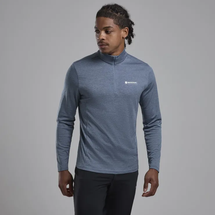T-Shirts & Baselayers-Montane Mens Dart Zip Neck - Stone Blue