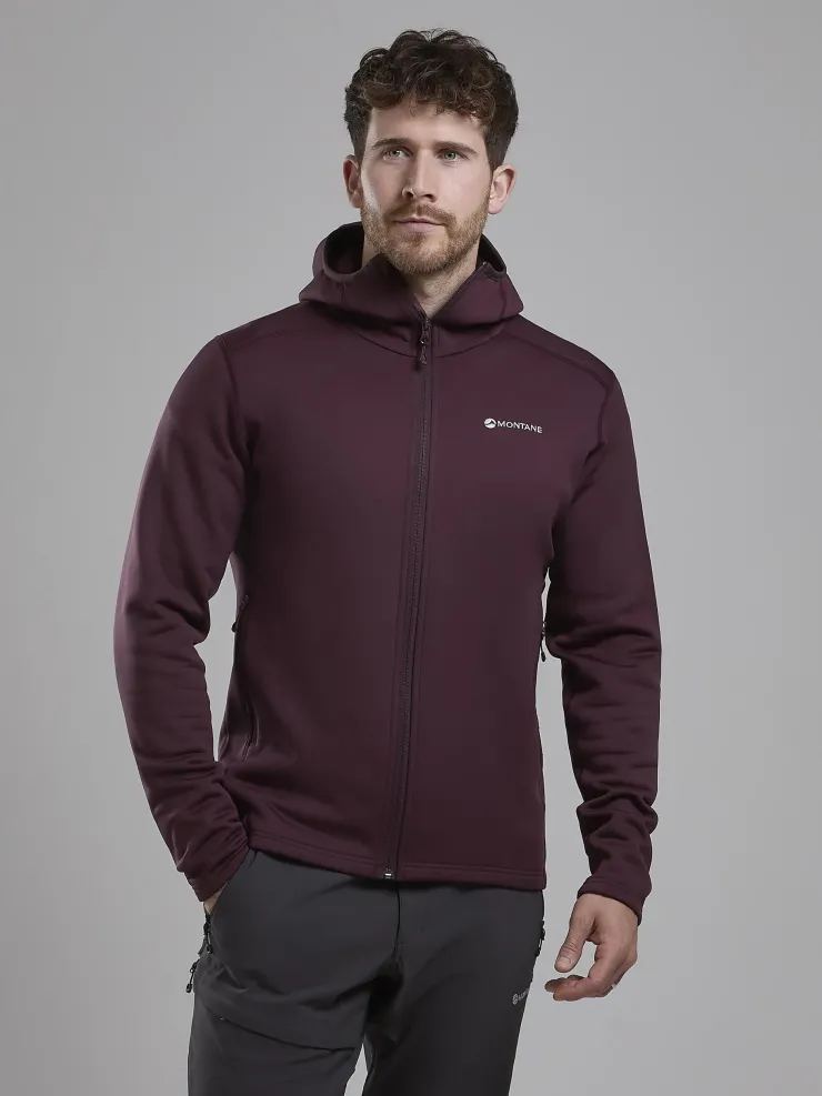 Fleece & Mid Layer-Montane Mens Fury Hoodie - Dark Garnet