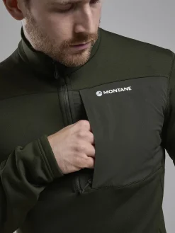 Fleece & Mid Layer-Montane Mens Fury XT Pull-On - Oak Green