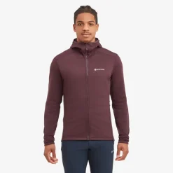Fleece & Mid Layer-Montane Mens Protium Hoodie - Dark Garnet