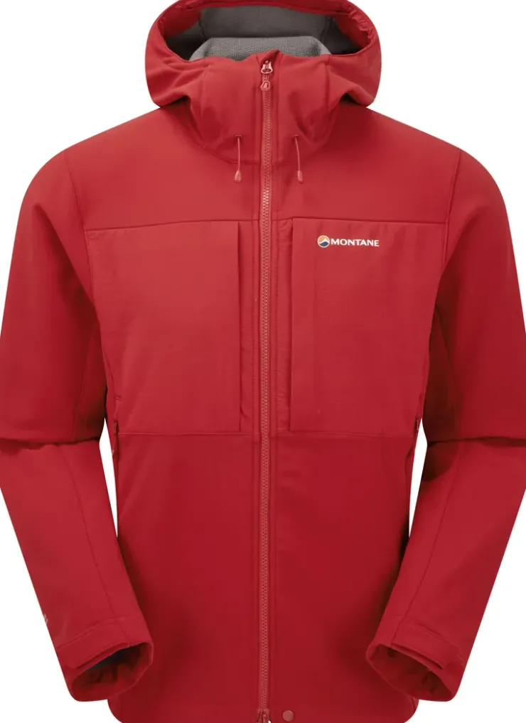 Softshell Jackets-Montane Mens Windjammer XPD Hoodie - Acer Red