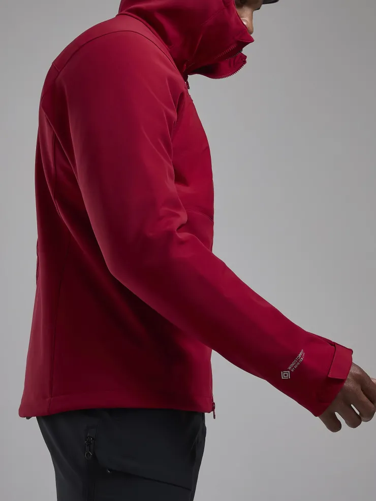 Softshell Jackets-Montane Mens Windjammer XPD Hoodie - Acer Red