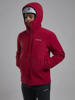 Softshell Jackets-Montane Mens Windjammer XPD Hoodie - Acer Red