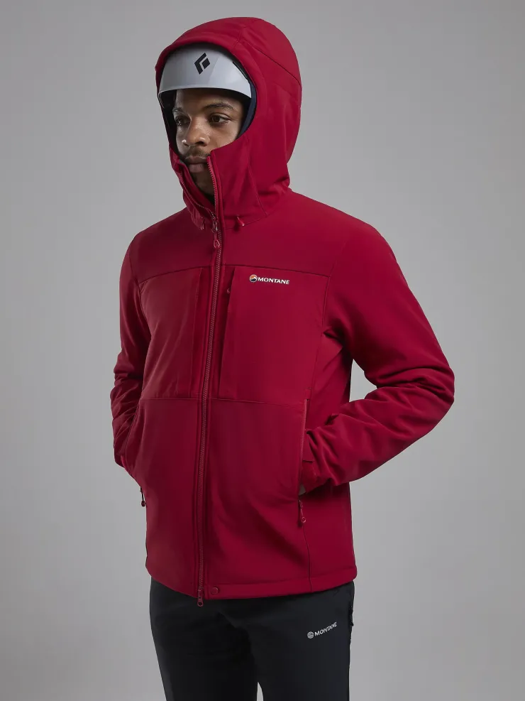 Softshell Jackets-Montane Mens Windjammer XPD Hoodie - Acer Red