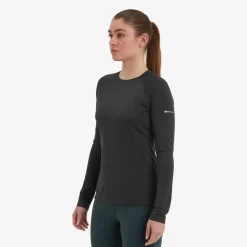 T-Shirts & Baselayers-Montane Womens Dart Long Sleeve T-Shirt - Black