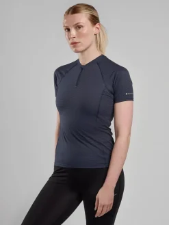T-Shirts & Baselayers-Montane Womens Dart Nano Zip T-Shirt - Eclipse Blue