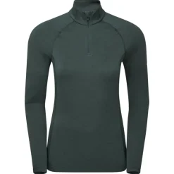T-Shirts & Baselayers-Montane Womens Dart XT Zip Neck - Deep Forest