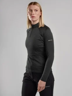 T-Shirts & Baselayers-Montane Womens Dart Zip Neck - Black