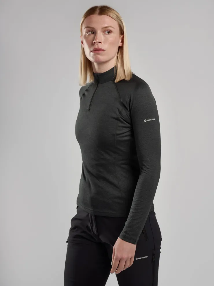 T-Shirts & Baselayers-Montane Womens Dart Zip Neck - Black