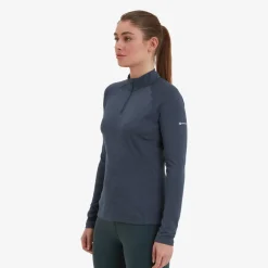 T-Shirts & Baselayers-Montane Womens Dart Zip Neck - Eclipse Blue