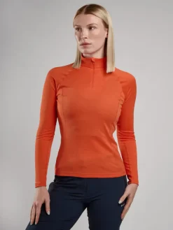 T-Shirts & Baselayers-Montane Womens Dart Zip Neck - Tigerlily