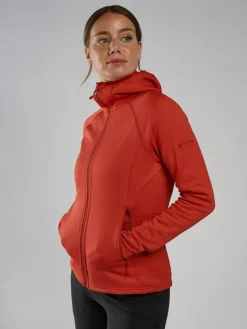 Fleece & Mid Layer-Montane Womens Fury Hoodie - Saffron Red