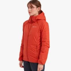 Insulated Jackets-Montane Womens Respond Hoodie - Saffron Red
