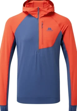 T-Shirts & Baselayers-Mountain Equipment Mens Aiguille Hooded Top - Dusk-Red Rock