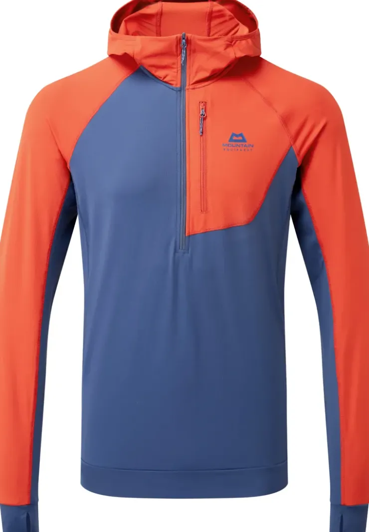 T-Shirts & Baselayers-Mountain Equipment Mens Aiguille Hooded Top - Dusk-Red Rock