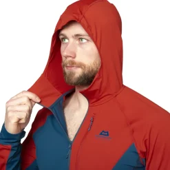 T-Shirts & Baselayers-Mountain Equipment Mens Aiguille Hooded Top - Dusk-Red Rock
