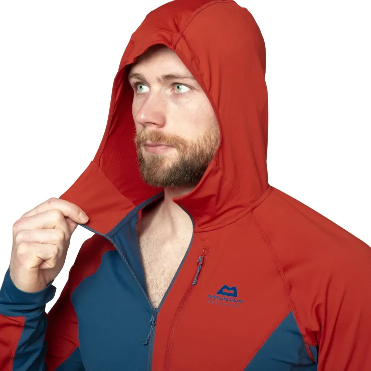 T-Shirts & Baselayers-Mountain Equipment Mens Aiguille Hooded Top - Dusk-Red Rock