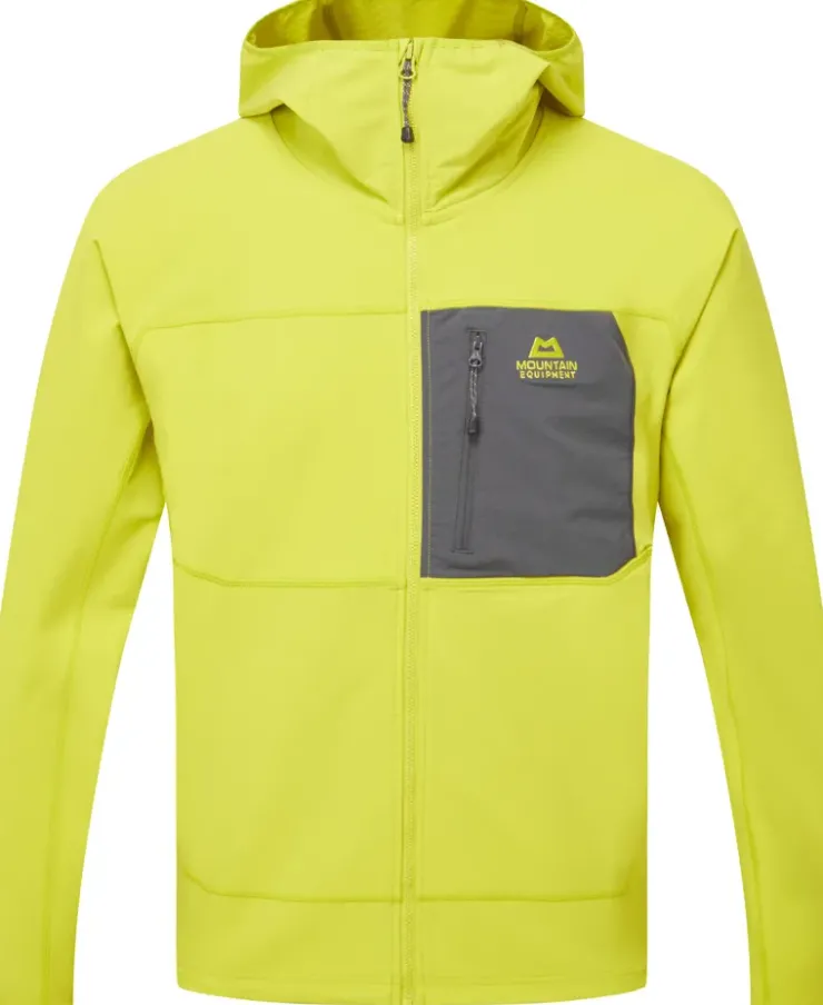 Softshell Jackets-Mountain Equipment Mens Arrow Hooded Jacket - Vine-Anvil Grey