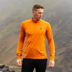 T-Shirts & Baselayers-Mountain Equipment Mens Cerrig LS Zip-T - Rust