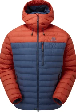 Insulated Jackets-Mountain Equipment Mens Earthrise Hooded Jacket - Dusk-Red Rock