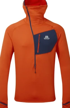 Fleece & Mid Layer-Mountain Equipment Mens Eclipse Hooded Zip-T - Magma-Medieval