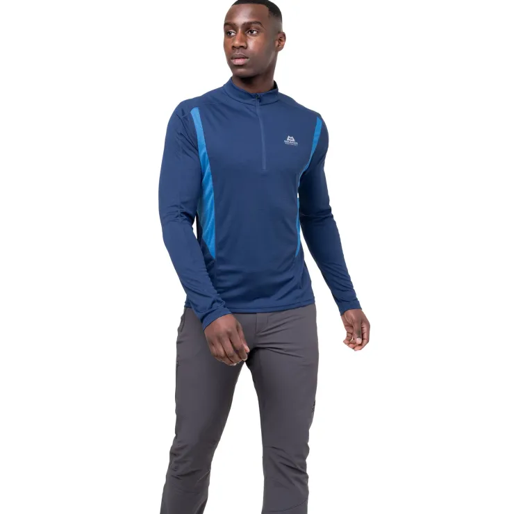 T-Shirts & Baselayers-Mountain Equipment Mens Ignis LS Zip Tee - Admiral-Atlantic