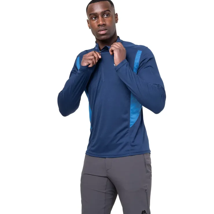 T-Shirts & Baselayers-Mountain Equipment Mens Ignis LS Zip Tee - Cosmos-Dusk