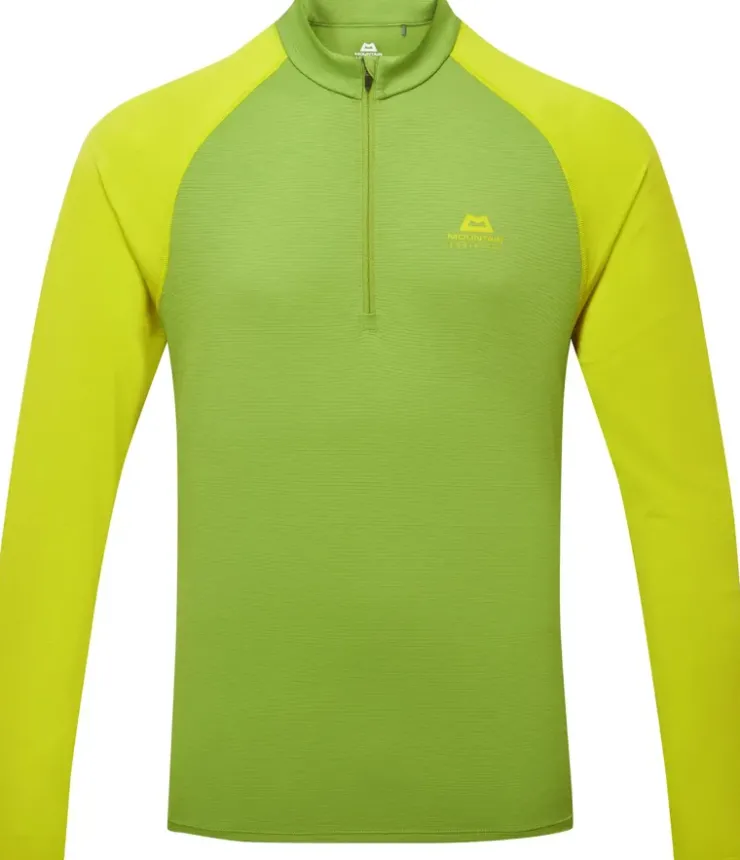 T-Shirts & Baselayers-Mountain Equipment Mens Nava LS Zip T - Cactus-Vine